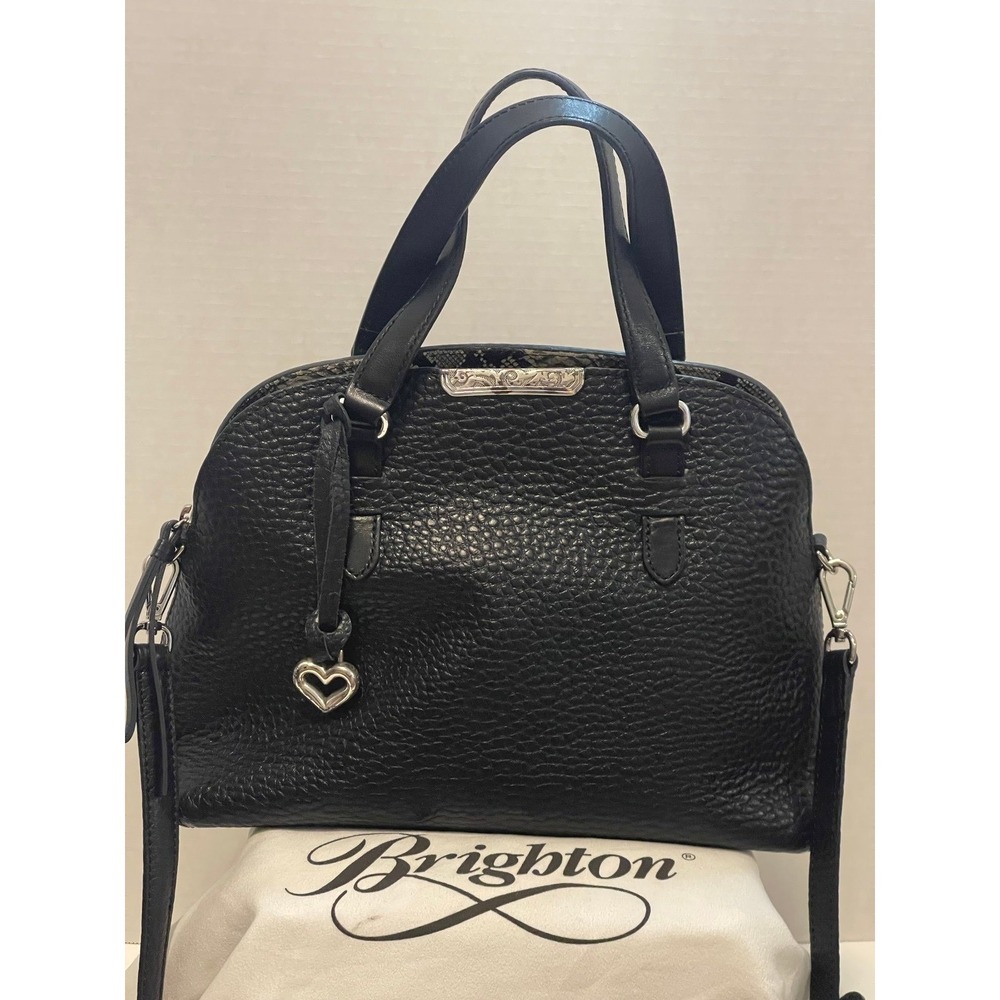 Brighton Harley Dome Black And Python Handbag Bla… - image 2